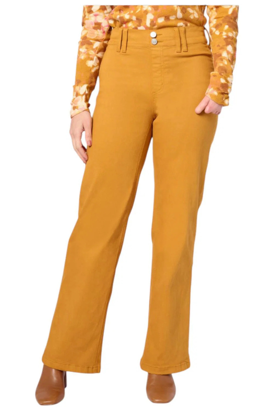 Denim & Co. Women's Adaptive Easy Stretch Wide Leg Jean Harvest Gold - Plus